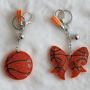 Basketball And Bow Orange Keychain Set Bag Charm